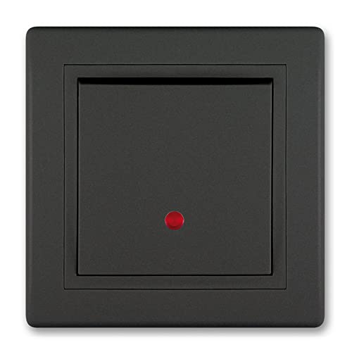 ALING-CONEL | PRESTIGE-Line | Unterputz-Ein/Aus-Schalter mit Glimmlampe und Kontrolleuchte | VDE-zertifiziert | für Installationsdose ø 60mm | 16AX/250V~ | inkl.Rahmen (komplett) | Schwarz Soft Touch von ALING-CONEL
