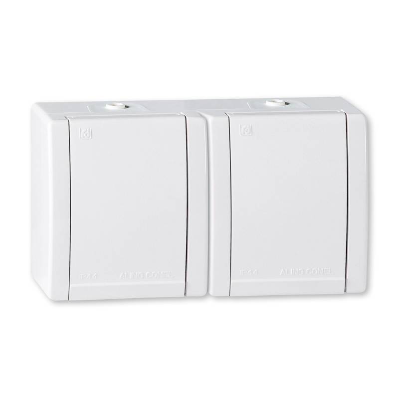 Aling-Conel 2-fach Aufputz Steckdose 16A250V IP44 Verdrahtet Weiß von ALING-CONEL