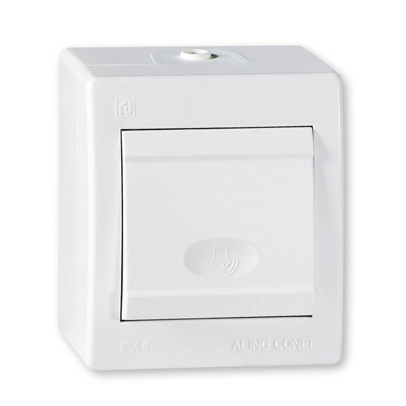 Aling-Conel Aufputz Klingeltaster 10AX250V IP 44 Weiß von ALING-CONEL