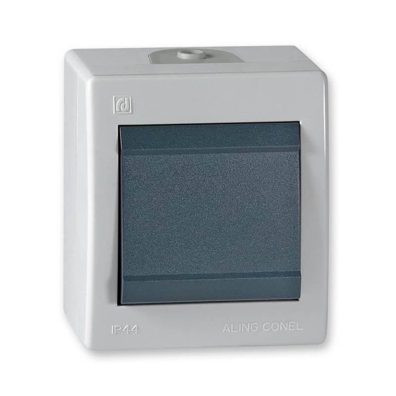 Aling-Conel Aufputz Kreuzschalter mit Wippschalter 10AX250V IP 44 Grau von ALING-CONEL