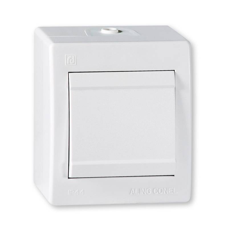 Aling-Conel Aufputz Kreuzschalter mit Wippschalter 10AX250V IP 44 Weiß von ALING-CONEL