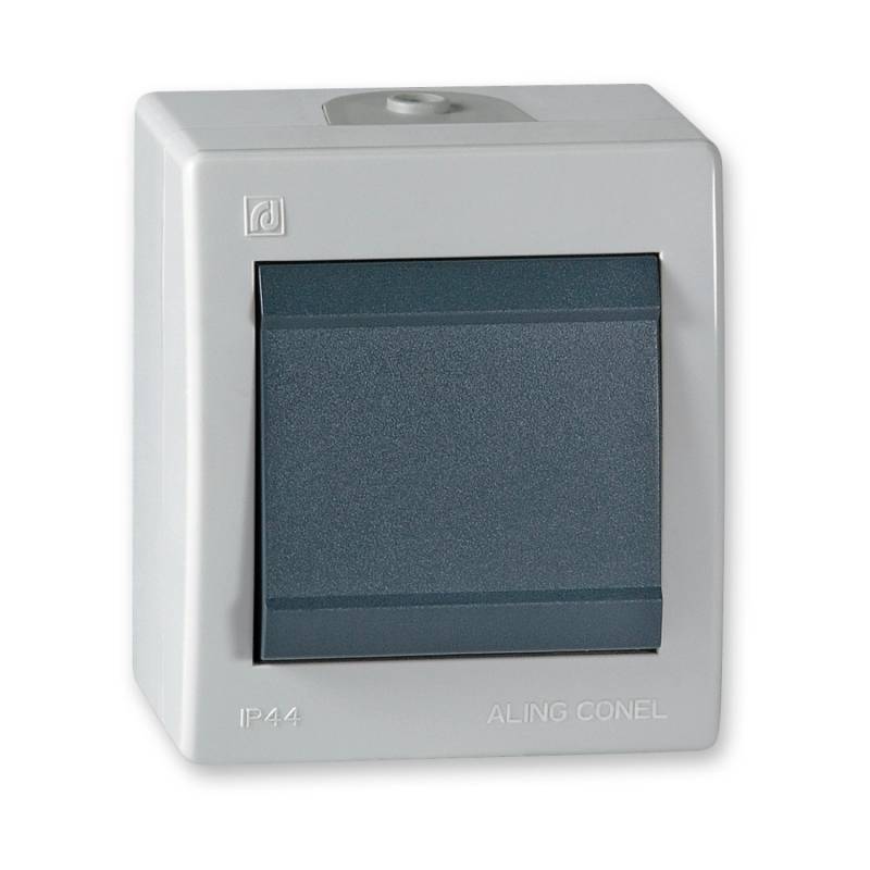 Aling-Conel Aufputz Wechselschalter mit Wippe 10AX250V IP 44 Grau von ALING-CONEL