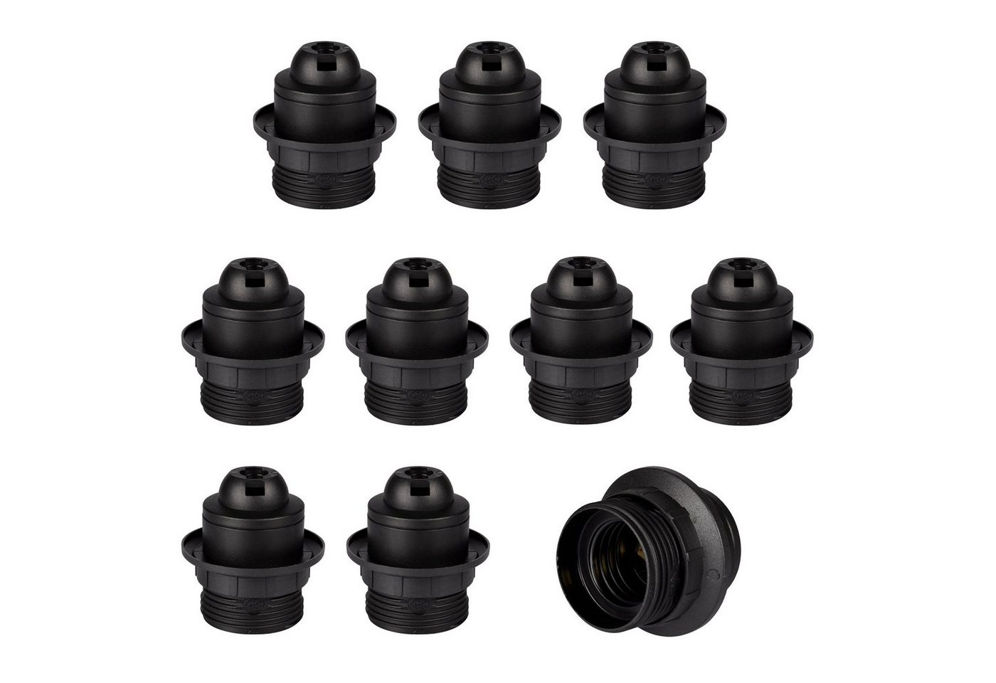 Aling Conel Lampenfassung E27 Lampenfassung (PBT), Gewindefassung mit Einbauring, (Set, 10-St) von Aling Conel
