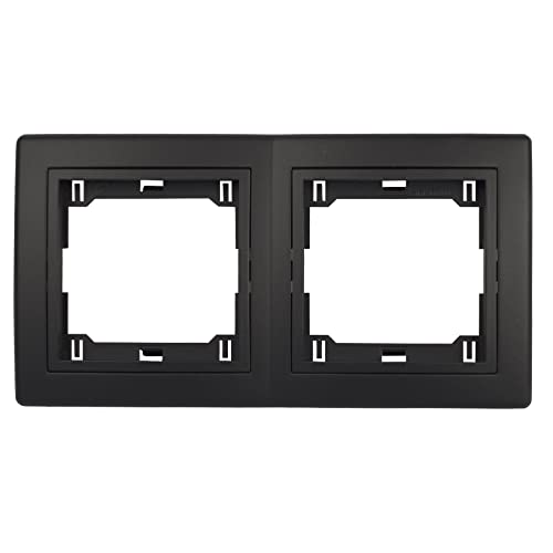 PrestigeLine Abdeckrahmen mit integriertem Zwischenrahmen Schwarz Matt Schwarz - 2-fach horizontal von ALING-CONEL