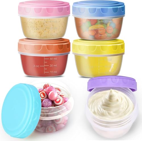 ALINK 6 Stück kleine Gefrierdosen 80ml mit Deckel,Auslaufsichere Vorratsdosen,BPA-frei Mini Frischhaltedosen,stapelbar & wiederverwendbar,Gefrierbehälter für Snacks,Saucen,Babynahrung（4.5 X 6CM） von ALINK