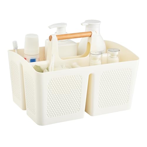 ALINK Portable Dusche Caddy Korb mit Fächern, Kunststoff geteilt Reinigung Caddy Organizer Storage Tote mit Griff für Bad, Hochschule, Schlafsaal Zimmer Essentials - Weiß von ALINK