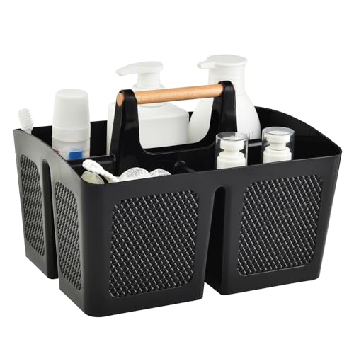 ALINK Portable Dusche Caddy Korb mit Fächern, Kunststoff geteilt Reinigung Caddy Organizer Storage Tote mit Griff für Bad, Hochschule, Schlafsaal Zimmer Essentials - schwarz von ALINK