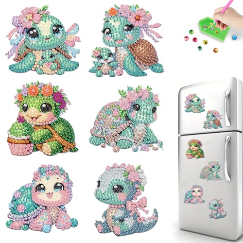 ALINUOYQ 6pcs Acrylschildkröte Diamanten Malerei Kühlschrank Magnet for Erwachsene Anfänger von ALINUOYQ