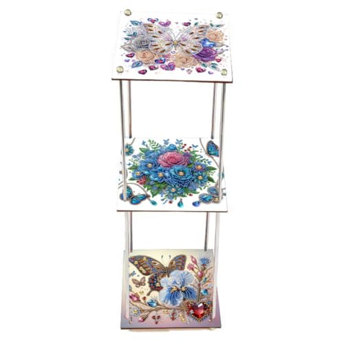 ALINUOYQ Acryl Buntes Muster 5D DIY Diamantmalerei Serviertablett Diamantmalerei Aufbewahrungsständer für Schreibtisch Couchtisch von ALINUOYQ