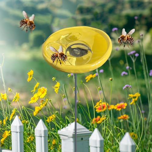 Bienen Tränkstation mit Murmeln Schmetterlings Tränke Kolibri Wasserspender for Außenbereich Trinkbecher for Schmetterlinge Bienen, Bienenbäder Attraktor Wildvogel Wasserstation Gartendekor von ALINUOYQ
