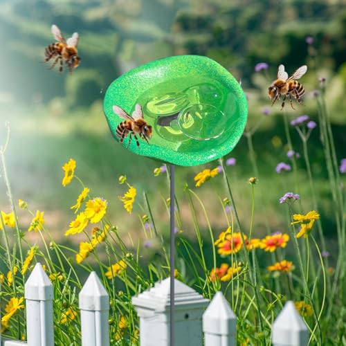 Bienen Tränkstation mit Murmeln Schmetterlings Tränke Kolibri Wasserspender for Außenbereich Trinkbecher for Schmetterlinge Bienen, Bienenbäder Attraktor Wildvogel Wasserstation Gartendekor von ALINUOYQ