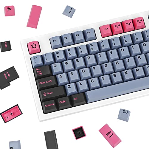 173 Tasten Keycaps 8008 PBT Cherry Profile Double Shot Geeignet für Mechanische Gaming-Tastatur für Cherry MX Switches Grau Rosa Schwarz von ALINZO