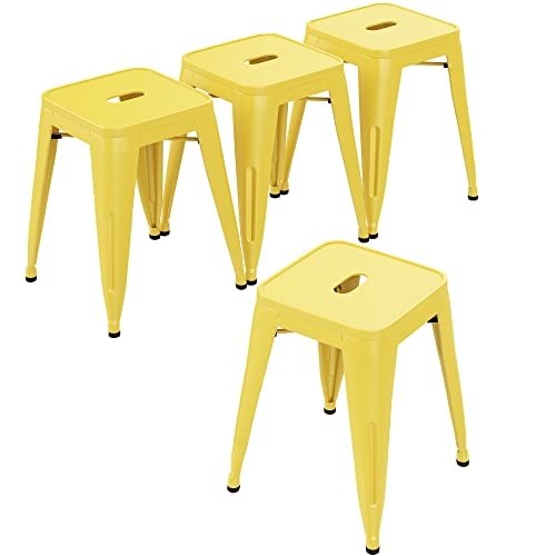 ALISH 45,7 cm rückenfreier Metallhocker – stapelbare kurze Schulstühle, Esszimmer-Set mit 4 Stück für Klassenzimmer – Gelb ALISH 45,7 cm rückenfreier Metallhocker – stapelbare kurze Schulstühle, Esszimmer-Set mit 4 Stück für Klassenzimmer – Gelb von ALISH