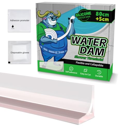 ALITAIYI Schwallschutzleiste Dusche Selbstklebend, Wasserstopper Schwallschutzleiste Dusche Silikon, Duschwasserstop, Hochwertige Selbstklebend Schwallschutzleiste (Transparent, 0.85M) von ALITAIYI
