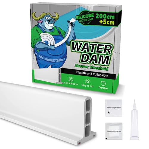 ALITAIYI Schwallschutzleiste Dusche Selbstklebend Schwallschutzleiste Faltbare Duschtürschwelle Duschlippe Wasserstopper Dusche Wassersperre für Küche Toilette Bad Duschabtrennung von ALITAIYI