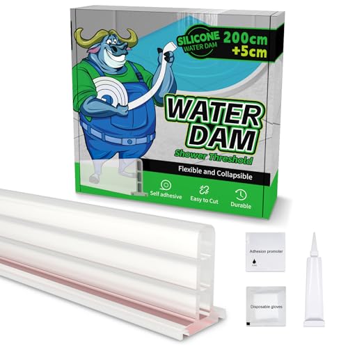 ALITAIYI Schwallschutzleiste Dusche Selbstklebend Schwallschutzleiste Faltbare Duschtürschwelle Duschlippe Wasserstopper Dusche Wassersperre für Küche Toilette Bad Duschabtrennung von ALITAIYI