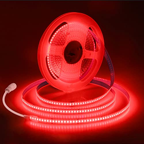 ALITOVE 12V COB LED Streifen 252LEDs/m LED Strip 5M Rot 8mm Breit Nicht Wasserdicht IP30 für Festfeier Kosmetiktheke Hochzeitszeremonie Bühnenbild ohne Netzteil und Dimmer von ALITOVE