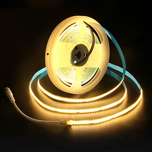 ALITOVE 12V COB LED Streifen Warmweiß 3000K 252LEDs/m LED Strip 5M 8mm Breit Nicht Wasserdicht IP30 für Schlafzimmer Wohnzimmer Küche Dekoration ohne Netzteil und Dimmer von ALITOVE