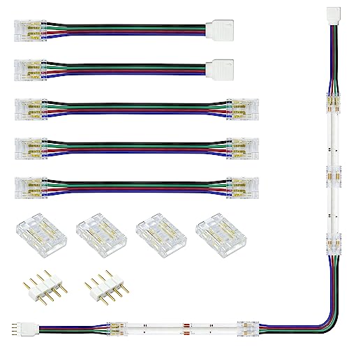 ALITOVE 4 polig 10mm LED Strip Verbinder Set Für RGB LED Streifen, LED Band Verbinder Kabel Verlängerung Lötfreie Terminal Extension Verbindungen ALITOVE 4 polig 10mm LED Strip Verbinder Set Für RGB LED Streifen, LED Band Verbinder Kabel Verlängerung Lötfreie Terminal Extension Verbindungen von ALITOVE