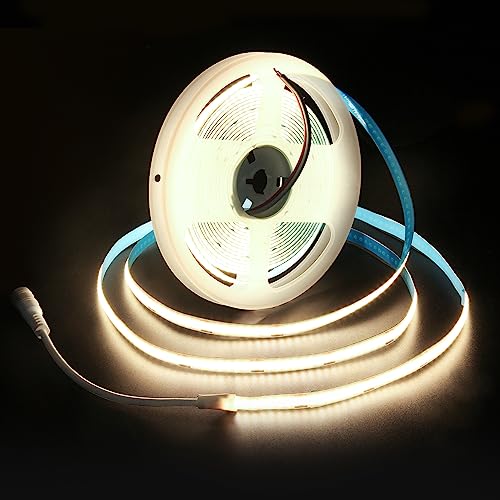 ALITOVE 5M COB LED Streifen Naturweiß 4000K 252LEDs/m LED Strip 12V DC 8mm Breit Nicht Wasserdicht IP30 für Schlafzimmer Wohnzimmer Küche Dekoration ohne Netzteil und Dimmer von ALITOVE
