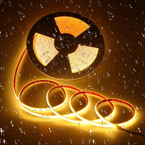 ALITOVE COB LED Streifen 10M Warmweiß 3000K LED Band Außenbereich Wasserdicht Selbstklebend 2400LEDs DC 24V für Traufe Garten Pool Weihnachten (kein Adapter oder Controller) von ALITOVE