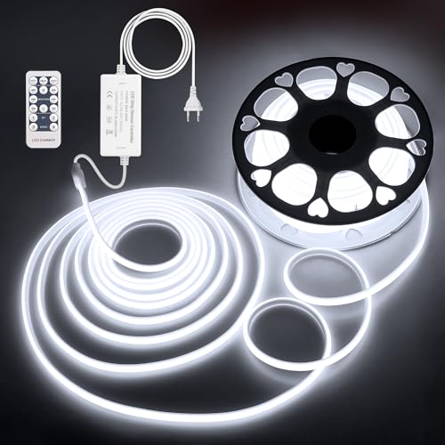 ALITOVE COB LED Streifen 230V Direktanschluss 30M Dimmbar Kaltweiß 5000K LED Band Aussenbereich Wasserdicht 288LEDs/M für Decke Garten Terrasse Pool und Heimdekoration Beleuchtung von ALITOVE