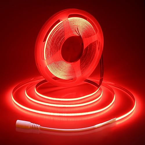 ALITOVE COB LED Streifen 24V LED Stripes 10m Rot 320LEDs/M Nicht Wasserdicht IP30 LED Band 8mm Breite für DIY Innenbeleuchtung Heimdekoration (Ohne Netzteil und Dimmer) von ALITOVE