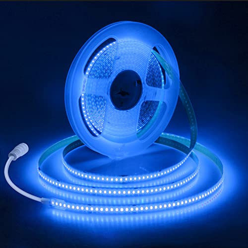 ALITOVE COB LED Streifen Eisblau 252LEDs/m LED Strip 5M 12V DC 8mm Breit Nicht Wasserdicht IP30 für Bar Schlafzimmer Kino Fitnessstudio Bühnenbild ohne Netzteil und Dimmer von ALITOVE