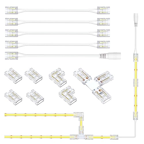 ALITOVE LED Streifen Verbinder Set Für 8mm Breit COB LED Strip 2835 3528 SMD LED Band Verbinder LED Eckverbinder Lötfreie Terminal Extension Verbindungen von ALITOVE