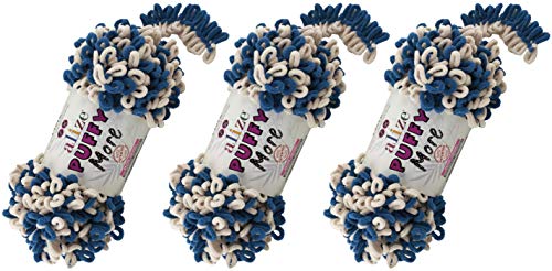 Alize Puffy Loop-Garn, 450 g, 38 m, 100 % Mikropolyester, keine Nadeln, weiches Deckengarn, Samt, einfaches Stricken, 3 Stück Alize Puffy Loop-Garn, 450 g, 38 m, 100 % Mikropolyester, keine Nadeln, weiches Deckengarn, Samt, einfaches Stricken, 3 Stück von Alize
