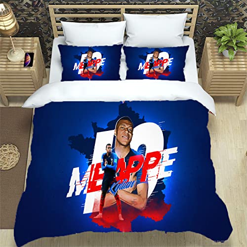 ALJODI Bettbezug Kylian mbappé, Bettwäsche-Set, Einzelbett, geeignet für Kinderzimmer und Jugendliche (A5, 135 x 200 cm + 50 x 75 cm) von ALJODI