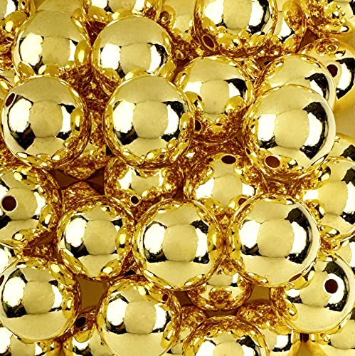 50 runde goldene Acrylperlen, 20 mm Durchmesser mit 2,6 mm Loch zum Basteln von ALJXMNASFSS1