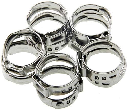 ALKAN 10-tlg. 1-Ohr-Schlauchschellen-Sortiment aus Edelstahl, Spannbereich 15.3-18.5 mm, Silber von ALKAN
