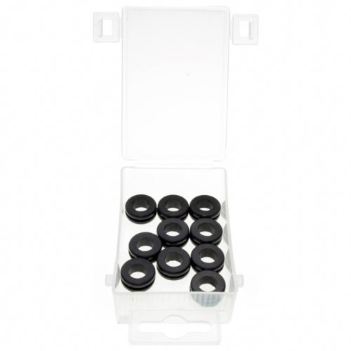 10 x Gummi Durchgangstüllen Gummitülle/Kabelführung/Karosserietüllen/TYP offen für Karosserie 9,53 x 12,7 mm (im Aufbewahrungsbox/Sortimentsbox) von ALKAN