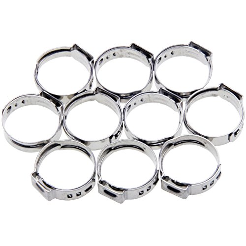 ALKAN 10 x Universal 1-Ohr Schlauchschellen/Klemmschelle (1-Ohr-Klemmen) Leitungsschelle Schlauchklemmen Leitungsschellen-Sortiment aus Edelstahl Spannbereich 7.0-8.7 mm von ALKAN