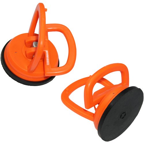 2 x MINI-Glassauger-Satz, Gummisauger, Saugnapf ø 55 mm (kleine Einhand-Saugheber) z.B. für Imacs Frontscheiben etc. ORANGE von ALKAN