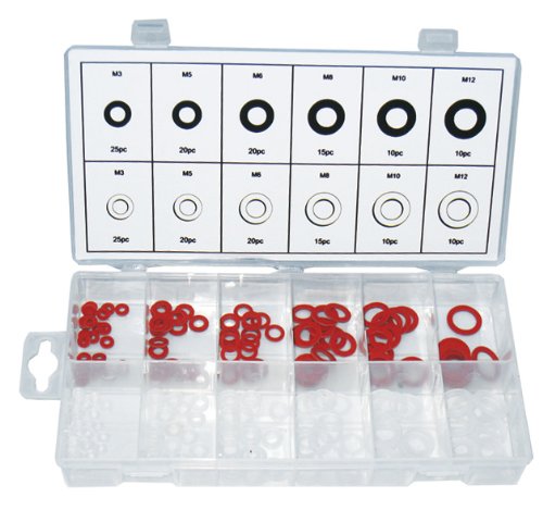 200 x Dichtungs Sortiment FIBER + PE für Sanitärbereich Haushalt Gartenbereich Wasser (im Aufbewahrungsbox/Sortimentsbox) von ALKAN
