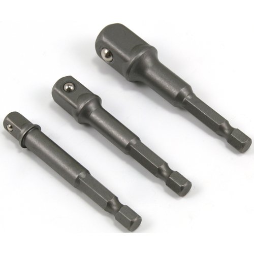 3 x Adaptersatz Schraubenschlüssel-Einsatz Steckschlüssel-Adapter für Akkuschrauber o. Bohrmaschinien vierkant Aufnahme für 1/4" 3/8" 1/2" Stecknuss/Stecknüsse von ALKAN