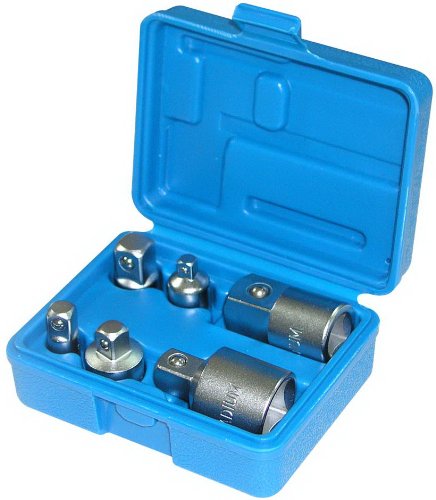 6 x Adaptersatz Reduzierstück Schraubenschlüssel-Einsatz 1/4" 3/8" 1/2" 3/4 (VERBINDUNGSSTÜCK/ÜBERGANGSTEIL) Stecknüsse für Knarren und Ratschen - Chrom-Vanadium-Stahl Inkl. robuste Kunststoffbox von ALKAN