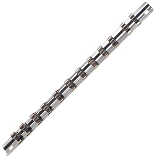 Aufsteckschiene/Klemmleiste/Nusshalter/Aufsteckleiste/Ordnungssystem mit 12 verschiebbare Clips für 1/4" Vierkant Nüsse Einsätze, 240 mm von ALKAN