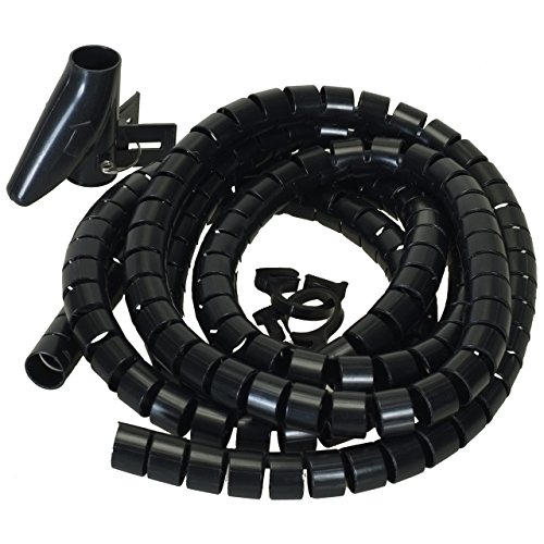 Flexible-Kabelspirale Spiralschlauch Kabelkanal mit Einziehhilfe/Einfädelhilfe Bündelbereich Ø 25 mm (2,5 cm) Länge 2.5m SCHWARZ von ALKAN
