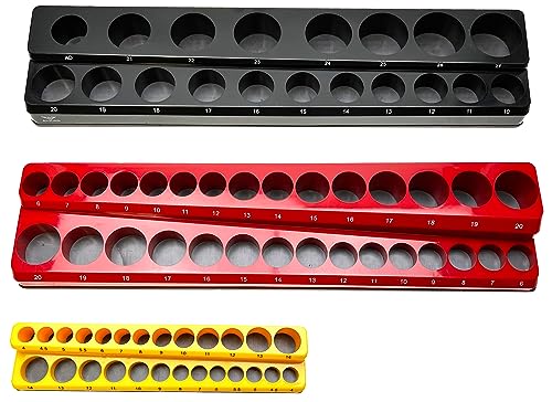 Steckschlüssel Magnethalter Set für 1/4" (6.3 mm) und 3/8" (10.0 mm) 1/2" (12.5 mm) Stecknüsse Magnetische Werkzeug-Organizer Satz Nusshalter Magnetleiste (für 75 Einsätze) von ALKAN