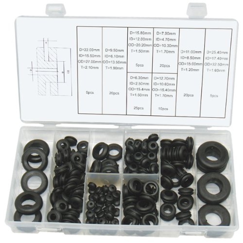 Umfangreiche Kabelführung Gummi Durchgangstüllen Karosserietüllen für Kabel Leitung 110-tlg. (im Aufbewahrungsbox/Sortimentsbox) von ALKAN