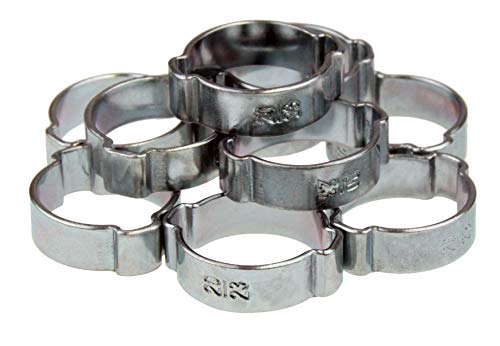 Universal 2 Ohr (Zweiohrschellen) Schlauchschellen/Klemmschellen-Set/Spannbereich 20-23 mm Leitungsschellen-Satz Schlauchklemmen-Sortiment (2-Ohr-Klemmen), 10-tlg. von ALKAN