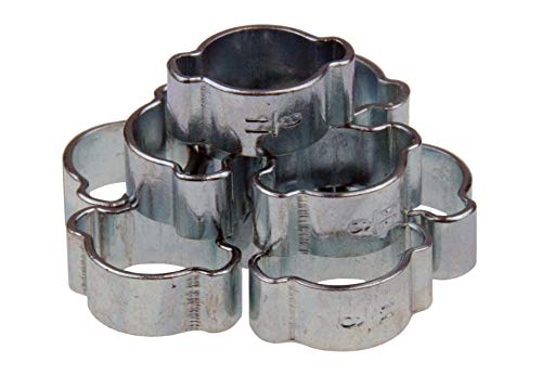 Universal MINI 2 Ohr (Zweiohrschellen) Schlauchschellen/Klemmschellen-Set/Spannbereich 9-11 mm Leitungsschellen-Satz Schlauchklemmen-Sortiment (2-Ohr-Klemmen), 10-tlg. von ALKAN