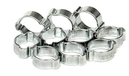 Universal MINI 2 Ohr (Zweiohrschellen) Schlauchschellen/Klemmschellen-Set/Spannbereich 13-15 mm Leitungsschellen-Satz Schlauchklemmen-Sortiment (2-Ohr-Klemmen), 10-tlg. von ALKAN
