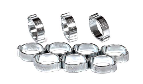 Universal MINI 2 Ohr (Zweiohrschellen) Schlauchschellen/Klemmschellen-Set/Spannbereich 15-18 mm Leitungsschellen-Satz Schlauchklemmen-Sortiment (2-Ohr-Klemmen), 10-tlg. von ALKAN