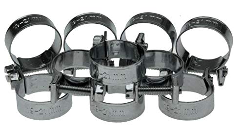 Universal Mini Schlauchklemmen-Sortiment Spannbereich 19-21 mm Set Rundziehende Schraubschellen-Set Leitungsschellen-Satz Schlauchschellen/Klemmschellen-Satz, 10-tlg. von ALKAN