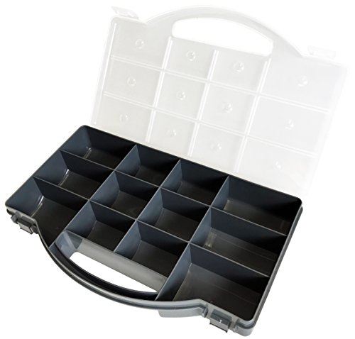 Universal leere Kassette Sortimentsbox Kleinteilemagazin Sortimentskasten Sortimentskoffer Sortierkasten Aufbewahrungsbox für KLEINTEILE mit 12 Fächer STABIL von ALKAN