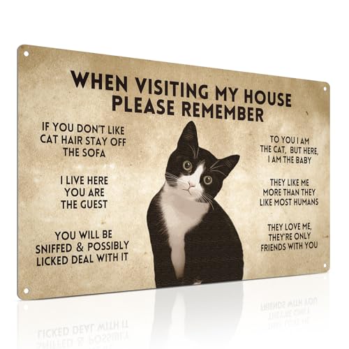 ALKB Alkib Retro-Metallschild für Katzenbesitzer, Geschenk, 20,3 x 30,5 cm When Visiting My House Please Remember Vintage-Plakette, lustiges Smoking-Katzenschild für Zuhause, Wanddekoration ALKB Alkib Retro-Metallschild für Katzenbesitzer, Geschenk, 20,3 x 30,5 cm When Visiting My House Please Remember Vintage-Plakette, lustiges Smoking-Katzenschild für Zuhause, Wanddekoration von ALKB